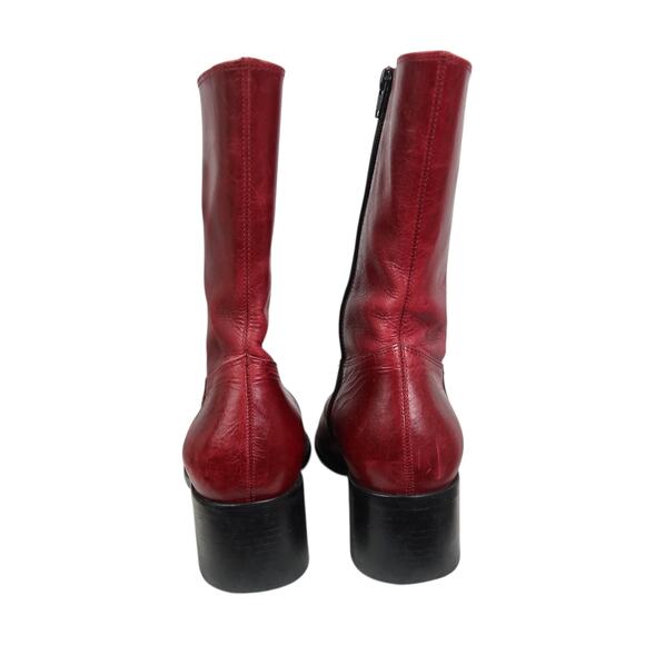 Vintage Y2K Steve Madden Burgundy Red Leather Roccco Western Boots 9 - Picture 5 of 9